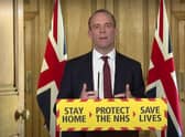 Dominic Raab delivered Thursday's coronavirus briefing from Downing Street.