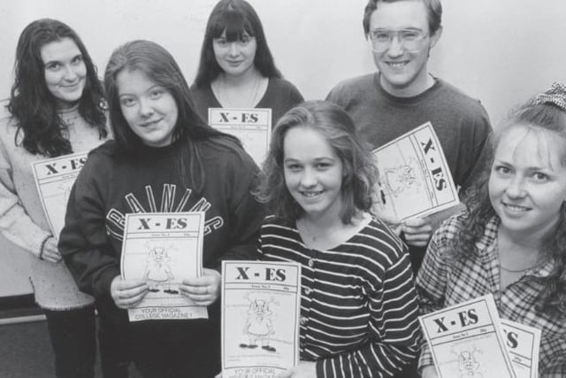 Hartlepool College of Further Education was selling its new X-ES magazine for just 30p in May, 1995.
Pictured with copies  are (back row) Nicola Arnell and Malcolm Hare. On the front row are Julie Penfold, Kelly Marshall, Lindsay Dent and Dawn Halcrow.