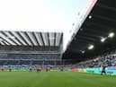 A general view of St James' Park during its first game back with fans during the Premier League match between Newcastle United and Sheffield United at St. James Park on May 19, 2021 in Newcastle upon Tyne, England.