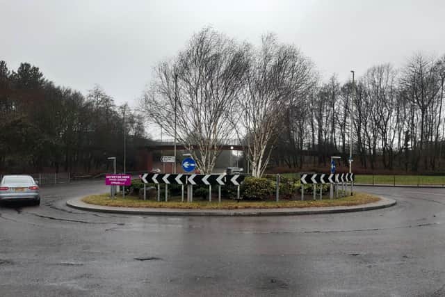 Direction signs on the roundabout at the junction of West Way and Western Approach have been left damaged by a collision.