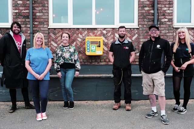 From left to Right -  Nick Jones of South Shields Surf School, Emma Choudrury of Ocean Beach Pleasure Park, Nancy Arthur, Michael Wright- of MW Electrical, Lee Thompson of South Shields Surf CLUB, and Charlie Sykes of The Sand Dancer. Photo: Georgia @ Wasteful Media.