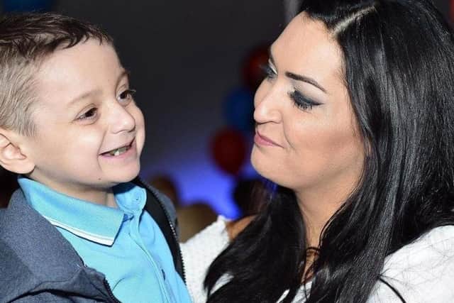 Bradley Lowery, pictured with mum Gemma, at his sixth birthday party.