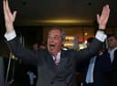 Nigel Farage reacts outside the Leave EU referendum party at Millbank Tower in central London on June 24, 2016. Picture: Geoff Caddick/AFP via Getty Images.