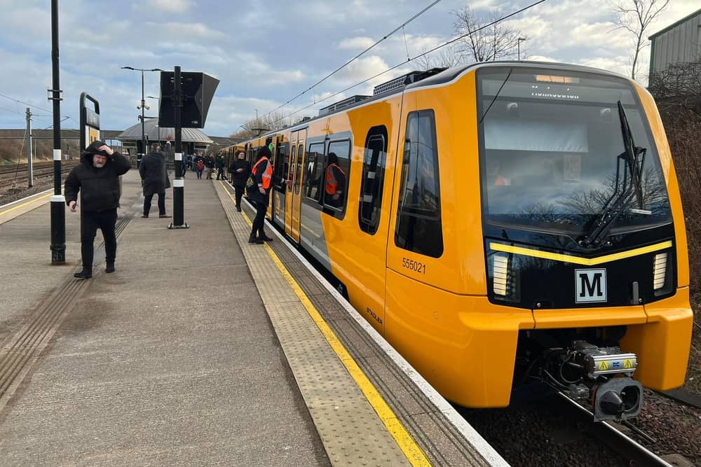The first new Tyne and Wear Metro train in service at Pelaw. Photo: Nexus. Free to reuse for all LDR partners.