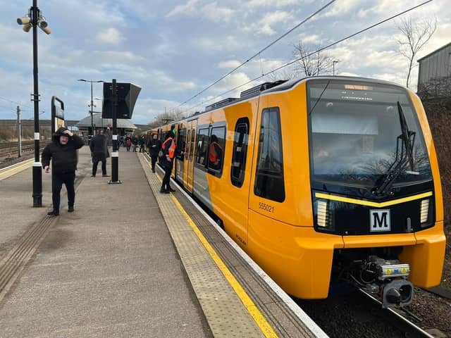 The first new Tyne and Wear Metro train in service at Pelaw. Photo: Nexus. Free to reuse for all LDR partners.