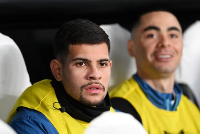 Bruno Guimaraes on Newcastle United's bench.