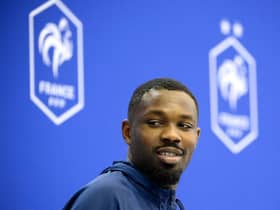 France and Borussia Monchengladbacj forward Marcus Thuram is close to Newcastle United's Allan Saint-Maximin.