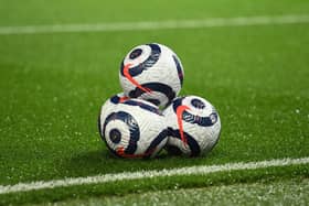 Premier League match balls. (Photo by Oli Scarff - Pool/Getty Images)