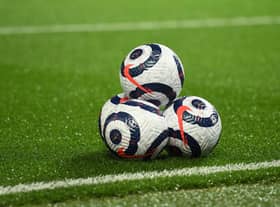 Premier League match balls. (Photo by Oli Scarff - Pool/Getty Images)