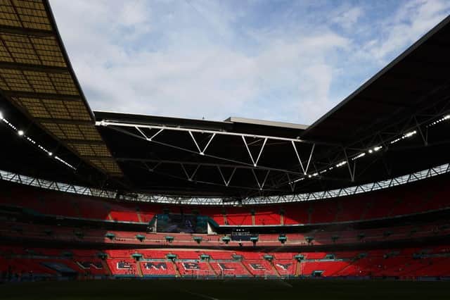 A general view inside the stadium prior to the UEFA Euro 2020 Championship Round of 16 match between Italy and Austria at Wembley Stadium at Wembley Stadium on June 26, 2021 in London, England. (Photo by Catherine Ivill/Getty Images)