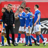 Graham Potter with his players after Brighton and Hove Albion's win over Southampton.