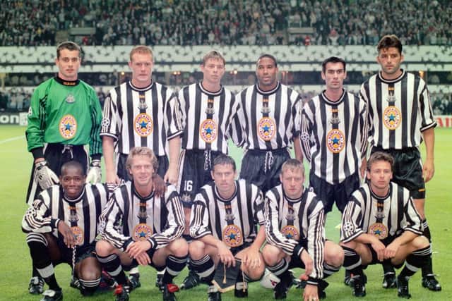 The Newcastle United team which beat Barcelona in 1997.