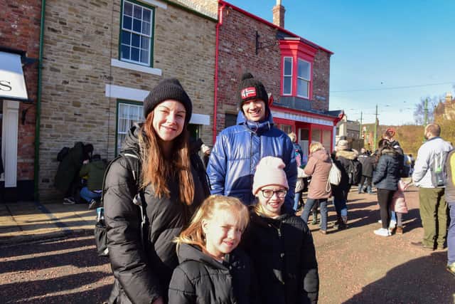 Sam, Rachel Lily and Isla Durnan-Fletcher at the new 1950's street at Beamish Museum.