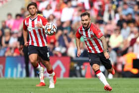 Adam Armstrong of Southampton during the Premier League match between Southampton and Manchester United. (Photo by Michael Steele/Getty Images)
