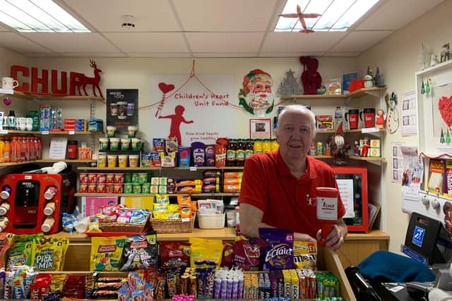 Arthur Campbell, 70, manages the CHUF Shop in the Freeman Hospital.