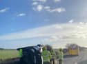TWFRS deal with an overturned vehicle on the A19