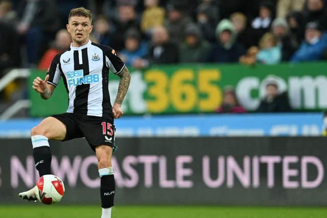 Newcastle United's English defender Kieran Trippier controls the ball during the English FA Cup third round football match between Newcastle United and Cambridge United at St James' Park in Newcastle-upon-Tyne, north east England on January 8, 2022. (Photo by PAUL ELLIS/AFP via Getty Images)