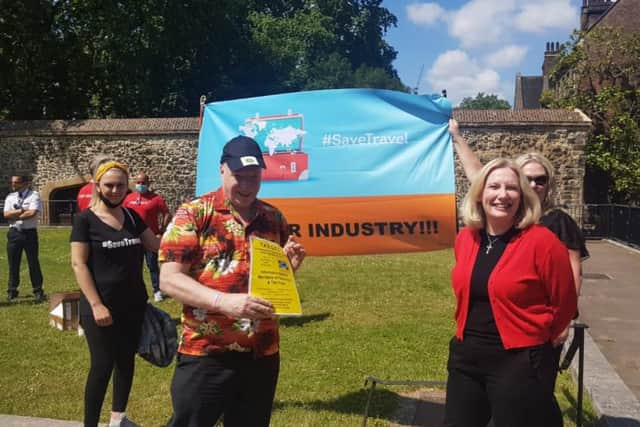 Graeme Brett, co-owner of the Westoe Travel firms (left), and South Shields MP, Emma Lewell-Buck (right).