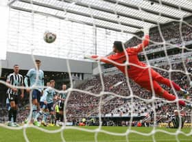 Bruno Guimaraes' header opened the scoring for Newcastle United against Brentford (Photo by Ian MacNicol/Getty Images)