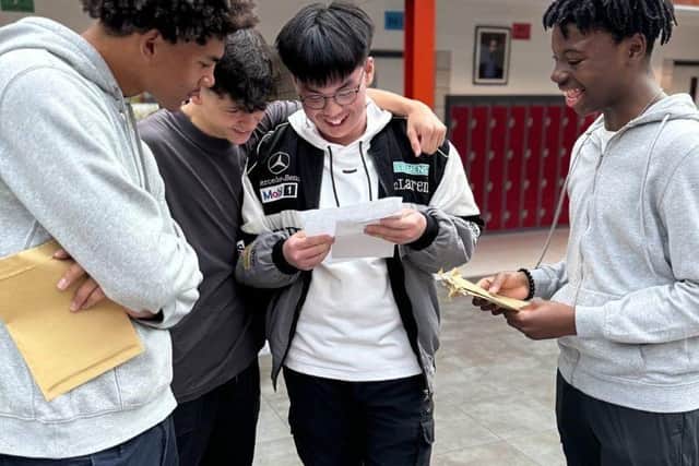 Student celebrating results