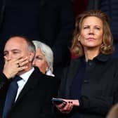 Newcastle United chief executive officer Darren Eales and co-owner Amanda Staveley at the St Mary's Stadium last month.