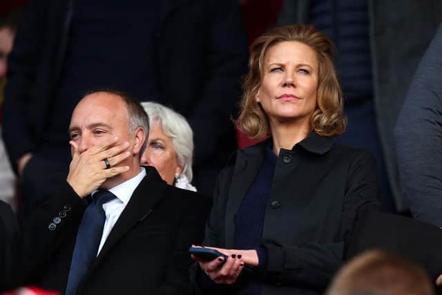 Newcastle United chief executive officer Darren Eales and co-owner Amanda Staveley at the St Mary's Stadium last month.