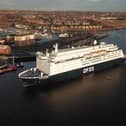 The DFDS ferry service to Amsterdam has resumed. Photo by Aaron O'Roarty and NE Drones Aerial Photography.