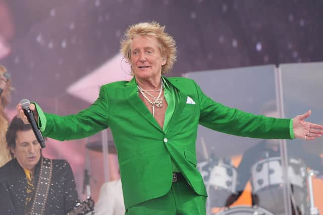Sir Rod Stewart on stage at Glastonbury