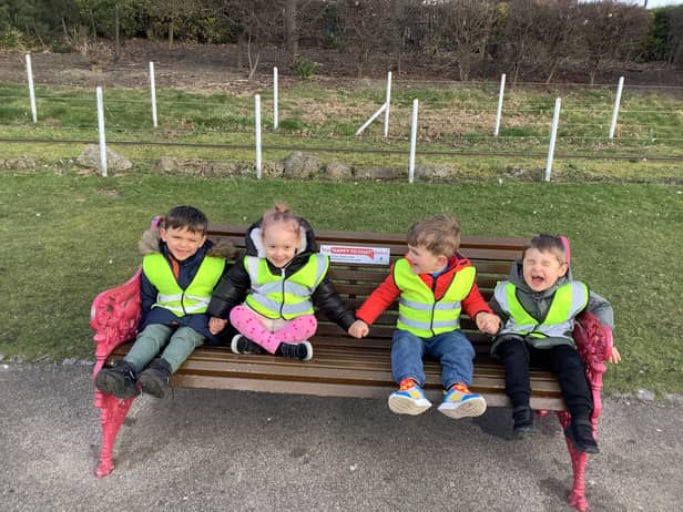 Youngsters at Nurserytime take a break from spreading some joy.