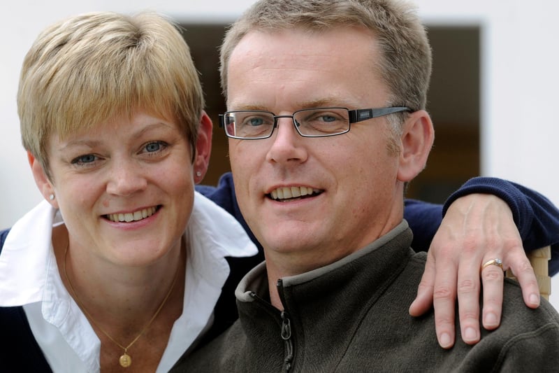 Pictured is Becky Taylor with her husband Steve at home in Bradwell,Hope Valley in 2010. Becky a Sheffield GP found that her husband had a life threatening heart murmour after giving him a hug.