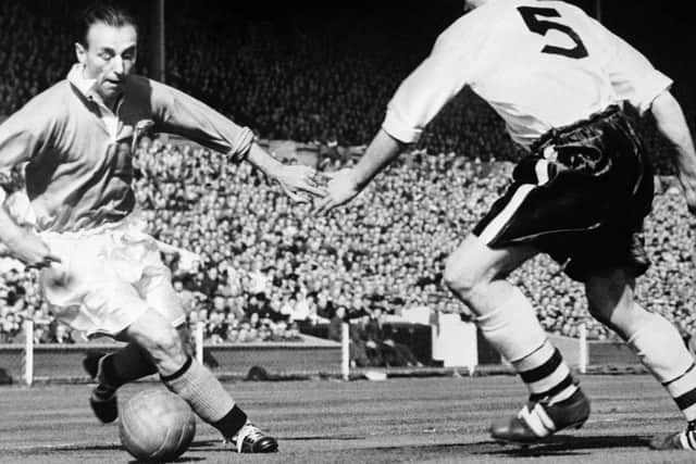 Football legend Stanley Matthews in action
