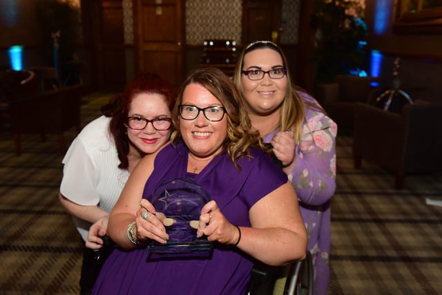 Tara Johnson, winner of the Entrepreneur Award, pictured with Jane Bray and Nicola Tuck.
