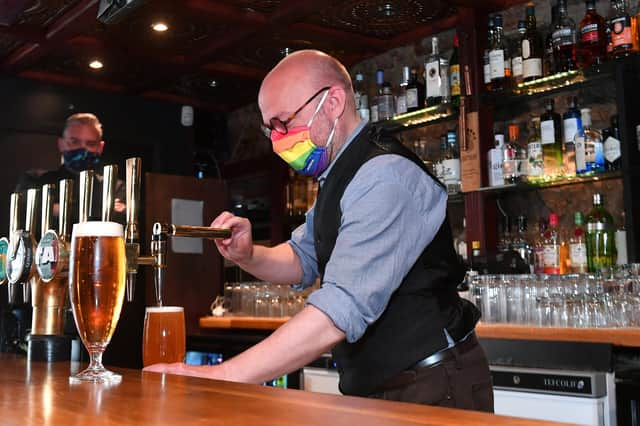 Patrick Harvie visits bars as lockdown restrictions ease across the country picture: John Devlin/JPI Media