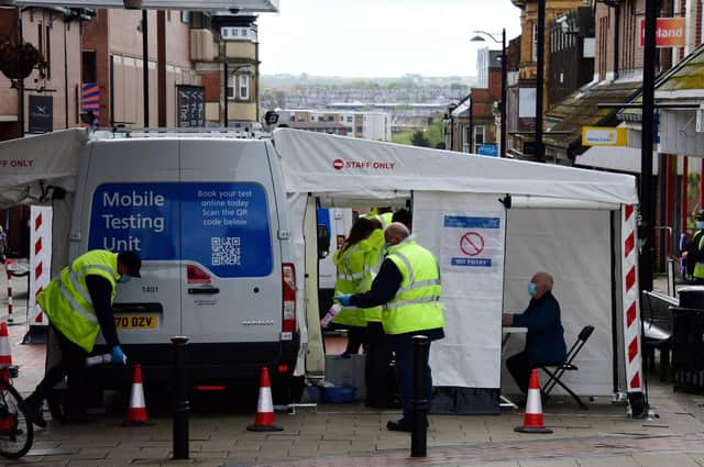 Mobile COVID-19 surge testing units are deployed in North Shields town centre as North Tyneside Council and the NHS  targets communities which are seeing concerning growth of the Indian coronavirus variant.