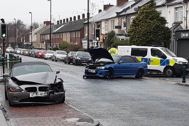 North Road in Boldon was closed after the crash on Tuesday morning
