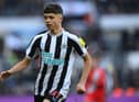 Newcastle United's Lewis Miley playing against Real Vallecano last month.