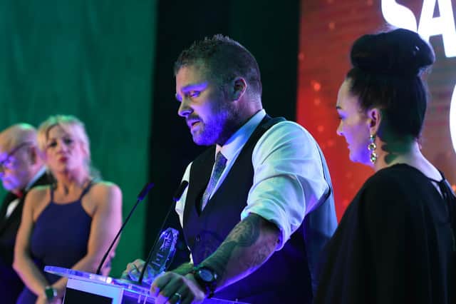 Chris and Sarah Cookson, on stage at the 2019 Best of South Tyneside Awards.