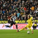 Joelinton scored Newcastle United's second goal against Leicester City on Tuesday night (Photo by Stu Forster/Getty Images)