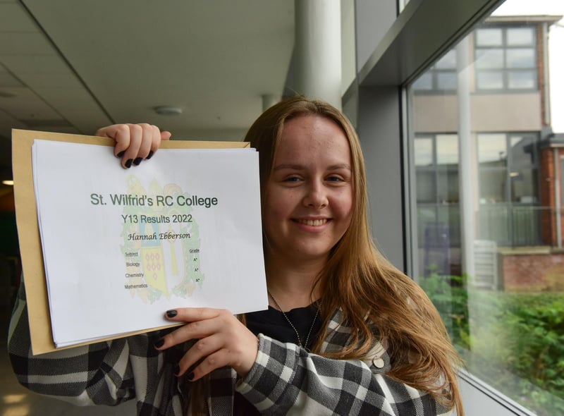 Student Hannah Ebberson at St.Wilfred's RC College was pleased with her results.