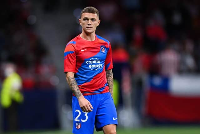 Kieran Trippier of Atletico de Madrid warms up during the UEFA Champions League group B match between Atletico Madrid and FC Porto at Wanda Metropolitano on September 15, 2021 in Madrid, Spain. (Photo by David Ramos/Getty Images)