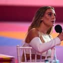 Little Mix's Perrie Edwards during the Brit Awards 2021, held at London's O2 Arena in May. Picture: PA.