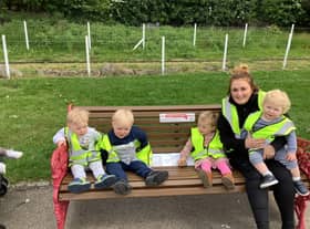 Children from Nurserytime spreading messages of kindness.
