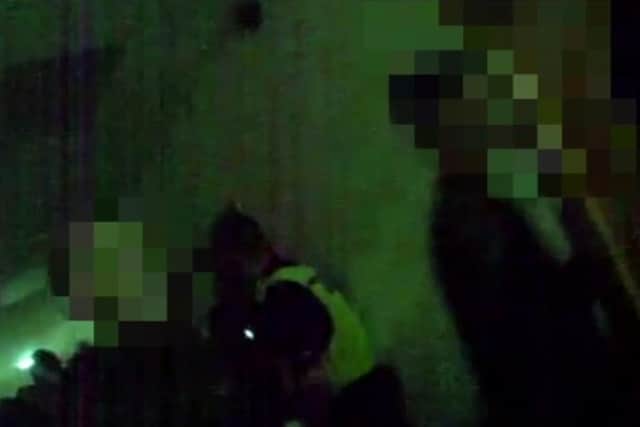 Body cam footage shows floods of people leaving the illegal rave.