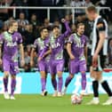 Son Heung-Min celebrates his goal.