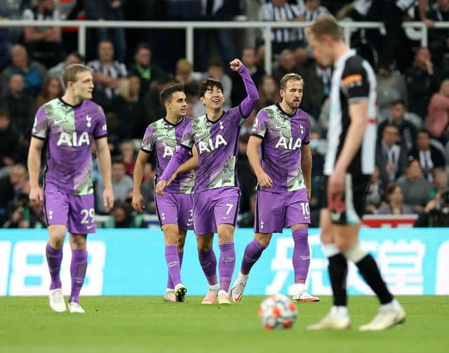 Son Heung-Min celebrates his goal.