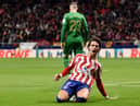 Joao Felix of Atletico Madrid celebrates after scoring their sides first goal during the LaLiga Santander match between Atletico de Madrid and Elche CF at Civitas Metropolitano Stadium on December 29, 2022 in Madrid, Spain. (Photo by Denis Doyle/Getty Images)