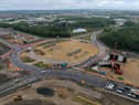 A photo taken by Highways England showing the structures already in place ready for the flyover's beams to be lifted into position.