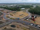 A photo taken by Highways England showing the structures already in place ready for the flyover's beams to be lifted into position.