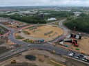 A photo taken by Highways England showing the structures already in place ready for the flyover's beams to be lifted into position.