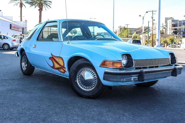 The Mirthmobile from 1992's Wayne's World. It's a 1976 AMC Pacer and the original film car sold for $34,000 in 2017. Excellent!